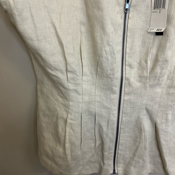 NWT Grace Elements 100% linen taupe top with cutout in back size 8 - Picture 5 of 12